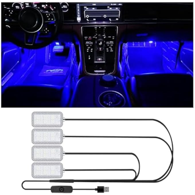 كيلا شريط إضاءة LED داخلي للسيارة مقاوم للماء يعمل بمنفذ USB لإضاءة محيطة للقدمين بألوان قابلة للتخصيص سهلة التركيب عالمية للسيارات ATVs RVs أزرق داكن 5 فولت - Image 1