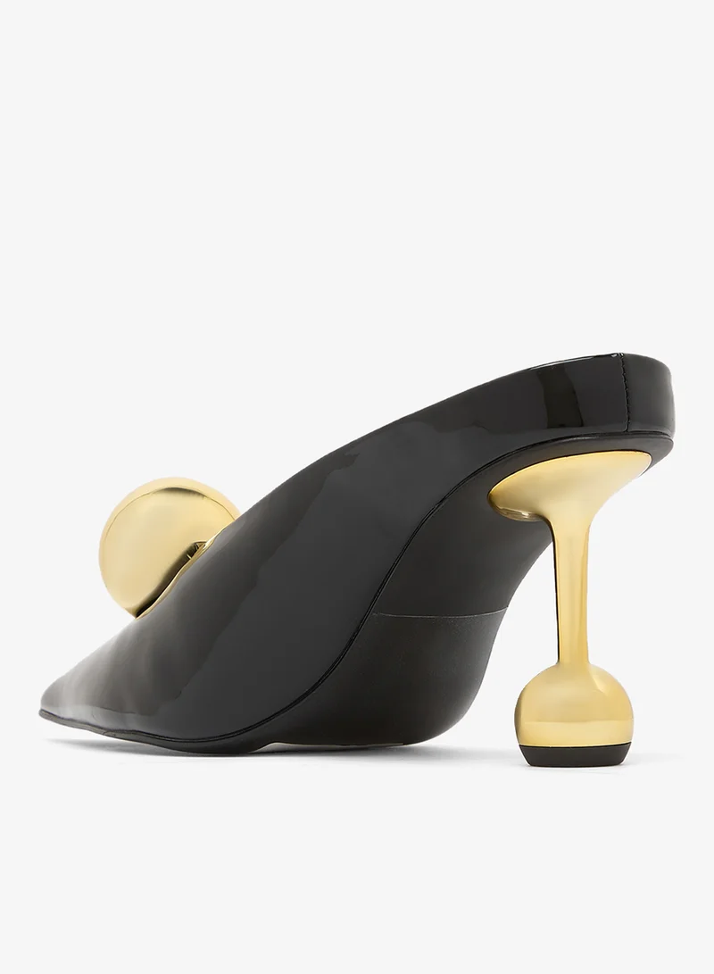 Jw Pei Black & Gold Sofia Angled Vamp Heels for Women | Best Price UAE