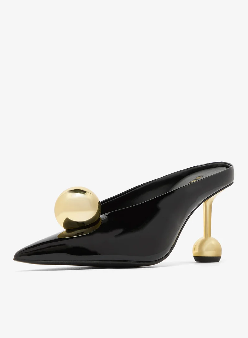 Jw Pei Black & Gold Sofia Angled Vamp Heels for Women | Best Price UAE
