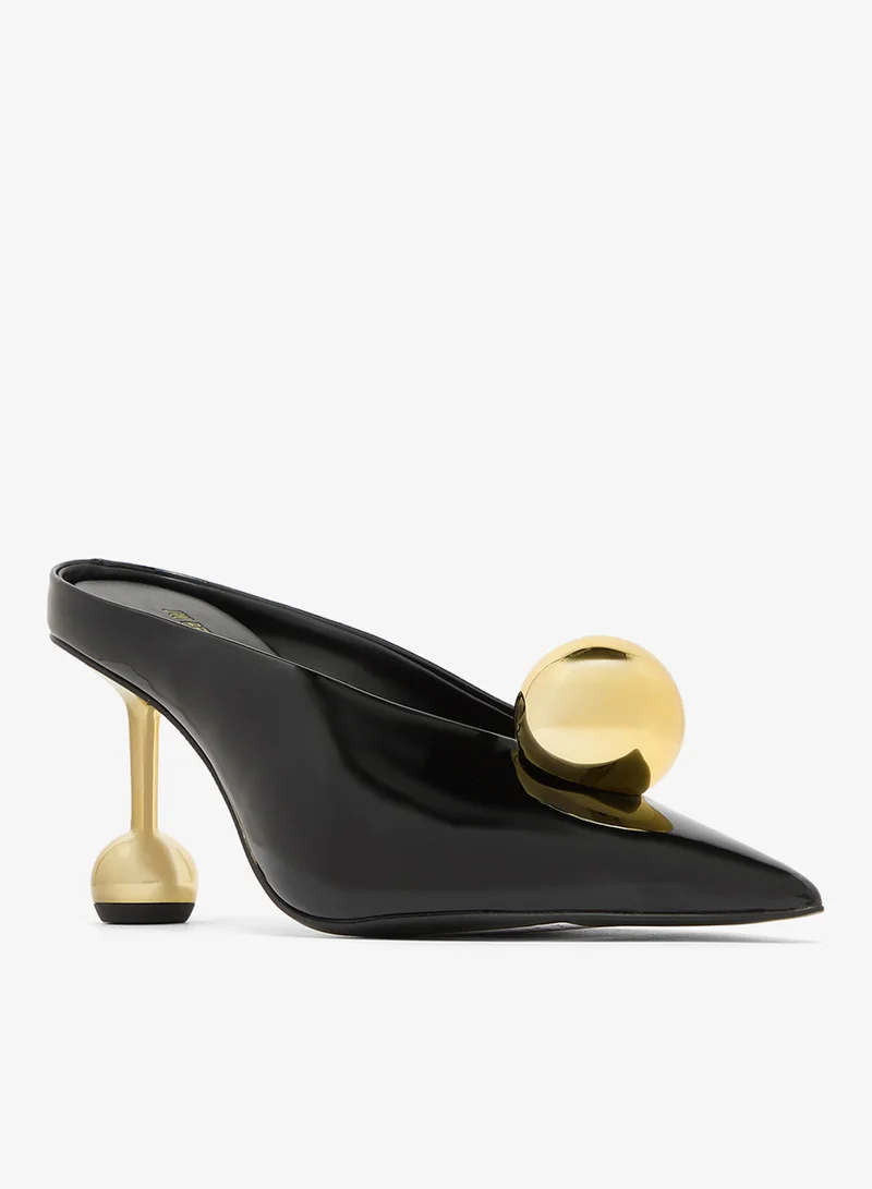 Jw Pei Black & Gold Sofia Angled Vamp Heels for Women | Best Price UAE