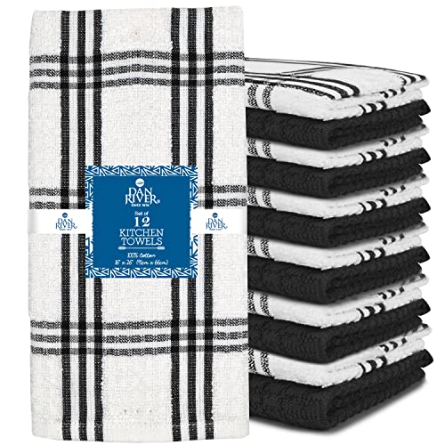 DAN RIVER Premium Kitchen Towels - [Pack of 12] 100% Cotton (16x 26 Inches) -Super Soft,Highly Absorbent, Quick Dry, Dish Towels for Kitchen Towels -Grey - Image 3