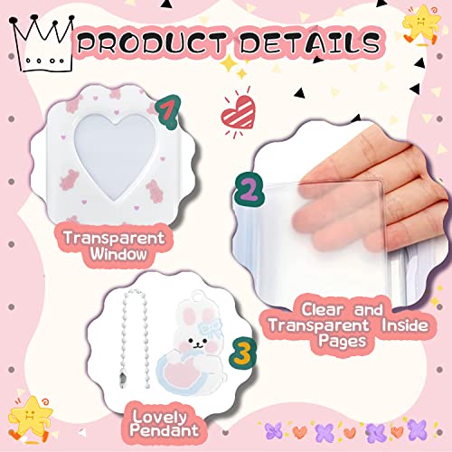 KeCool Photocard Binder 3 Inch Kpop Photocard Holder Book, Cute Mini Photo Album Portable Kpop Binder Photo Card Album with Lovely Pendant for Photo Card Collection, 40 Pockets (White) - Image 4