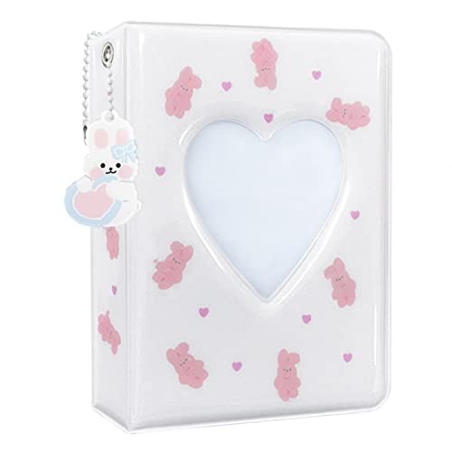 KeCool Photocard Binder 3 Inch Kpop Photocard Holder Book, Cute Mini Photo Album Portable Kpop Binder Photo Card Album with Lovely Pendant for Photo Card Collection, 40 Pockets (White) - Image 1