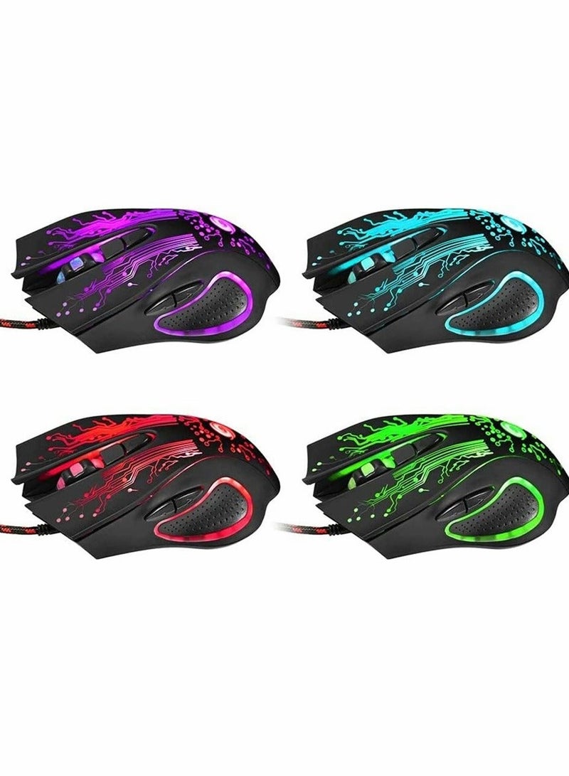 Gaming Mice, Computer Gaming Mouse Wired Manipulator Gaming Mouse Glare USB Wired Gaming Mouse Adjustable 7 Buttons LED Backlit Professional Gamer Mice Ergonomic, for PC Laptop (Black Seven Colors)  - Image 4