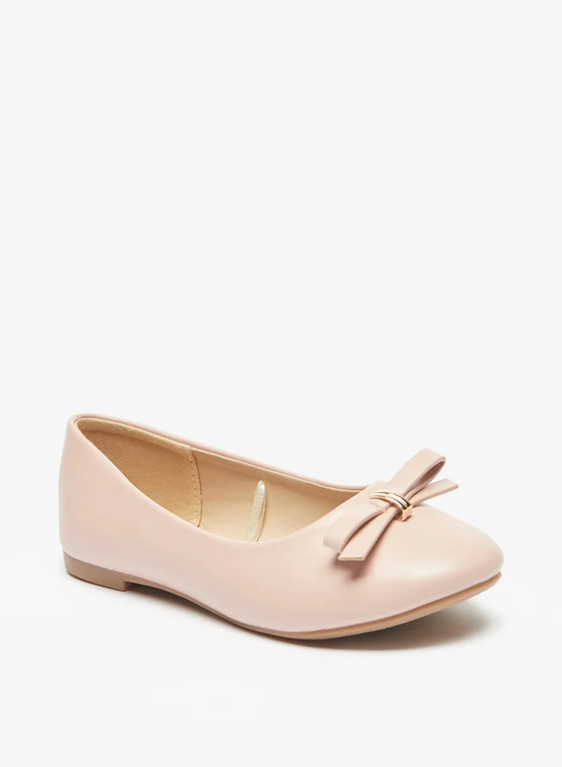 Flora Bella By Shoexpress Girls Slip On Round Toe Ballerina Shoes With Bow Accent By Shoexpress