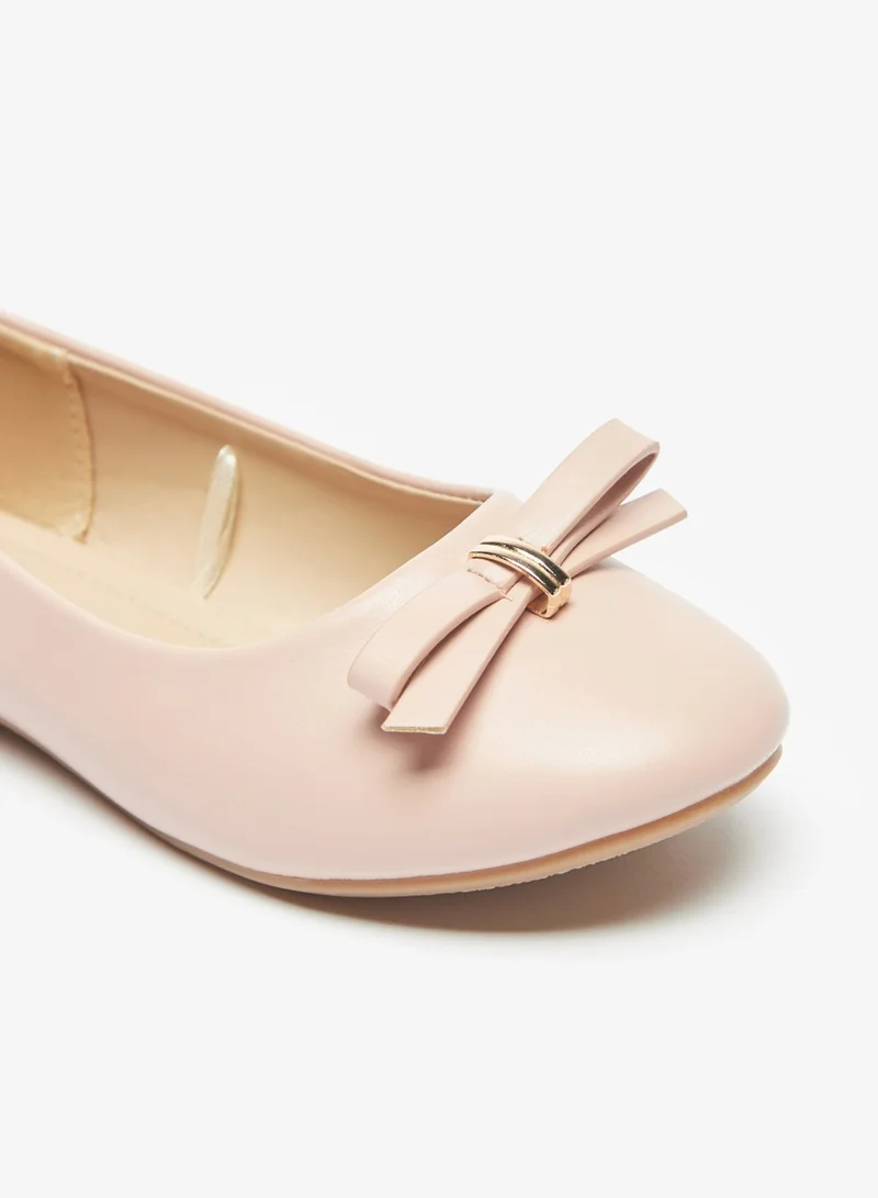 Flora Bella By Shoexpress Girls Slip On Round Toe Ballerina Shoes With Bow Accent By Shoexpress