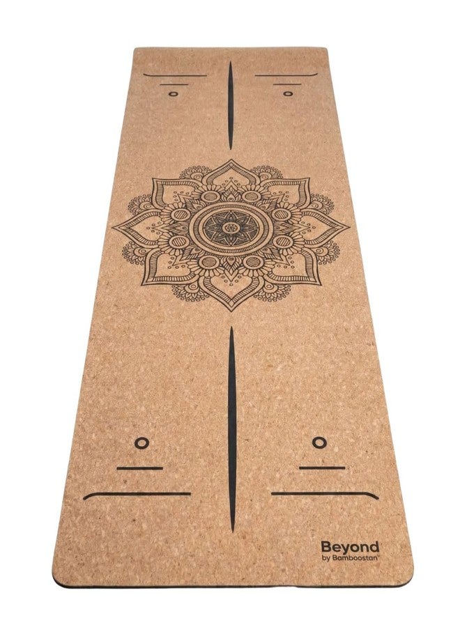 Bamboostan Cork Yoga Alignment Mat with Mandala Design | Non-Slip & Anti-Skid Grip | Alignment Lines for Perfect Poses | Soft, Natural & Anti-Tear | 24 x 72 Inch (6ft) - Image 1
