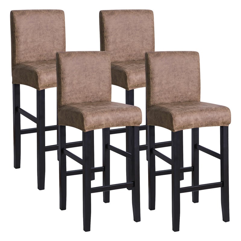 FORCHEER Bar Stool Chair Cover with Backs Set of 4 Leather Looking Barstool Slipcover for Short Back Counter Chairs Removable Washable 4PCCamel