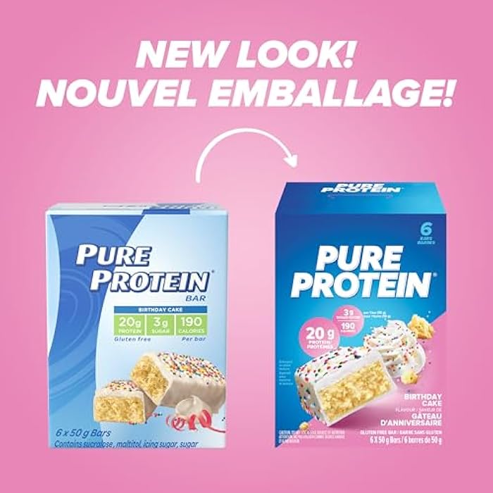 Pure Protein Gluten Free Snack Bars, Birthday Cake Flavor, 10.56 Ounce, 1.8 Ounce Bars, 6 Count - Image 3