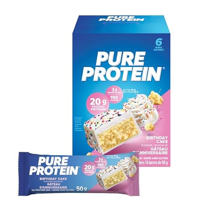 Pure Protein Gluten Free Snack Bars, Birthday Cake Flavor, 10.56 Ounce, 1.8 Ounce Bars, 6 Count - Image 1
