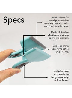 COOK WITH COLOR Set Of 4 Large Heavy Duty Bag Clips 5" Chip Bag Clips Large Food Clips For Food Storage With Air Tight Seal Grip For Bread Bags Snack Bags And Food Bags (Mint)  - Image 3