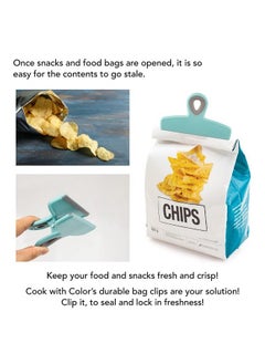 COOK WITH COLOR Set Of 4 Large Heavy Duty Bag Clips 5" Chip Bag Clips Large Food Clips For Food Storage With Air Tight Seal Grip For Bread Bags Snack Bags And Food Bags (Mint)  - Image 4
