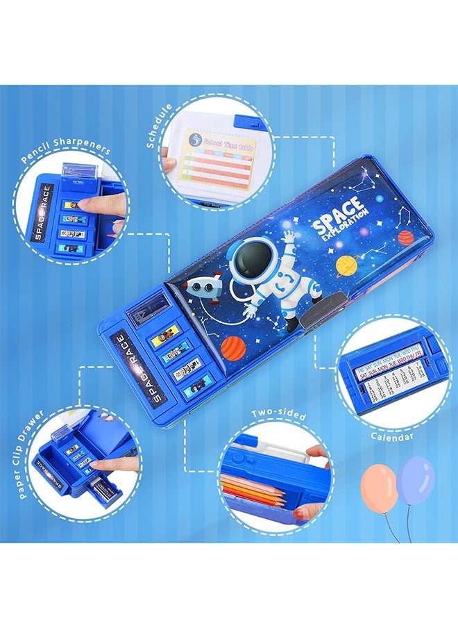 Stationery Box with Password Lock, Multifunctional Pencil Case with Sharpener,Double Side, Schedule, Whiteboard