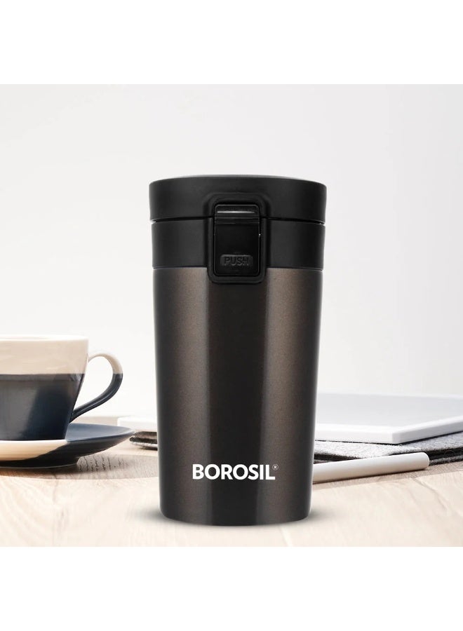 بوروسيل كوب قهوة سفر معزول من الستانلس ستيل، خالي من مادة BPA، بغطاء محكم الإغلاق، سعة 300 مل - Image 2