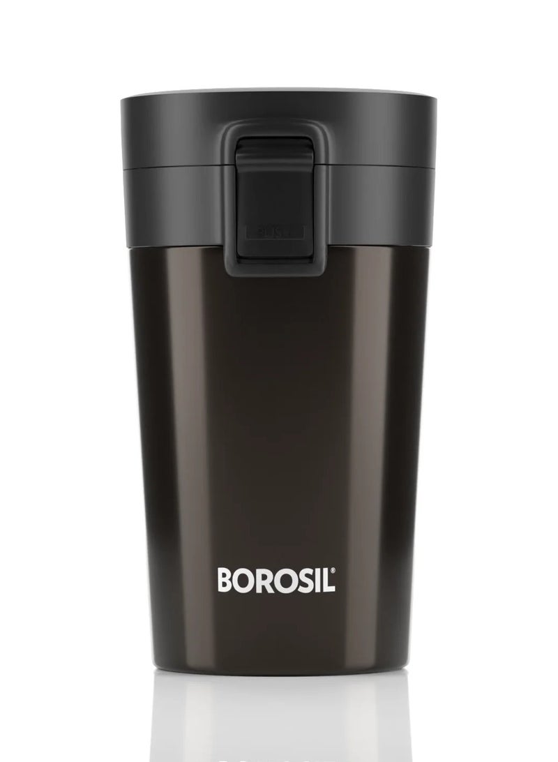 بوروسيل كوب قهوة سفر معزول من الستانلس ستيل، خالي من مادة BPA، بغطاء محكم الإغلاق، سعة 300 مل - Image 1