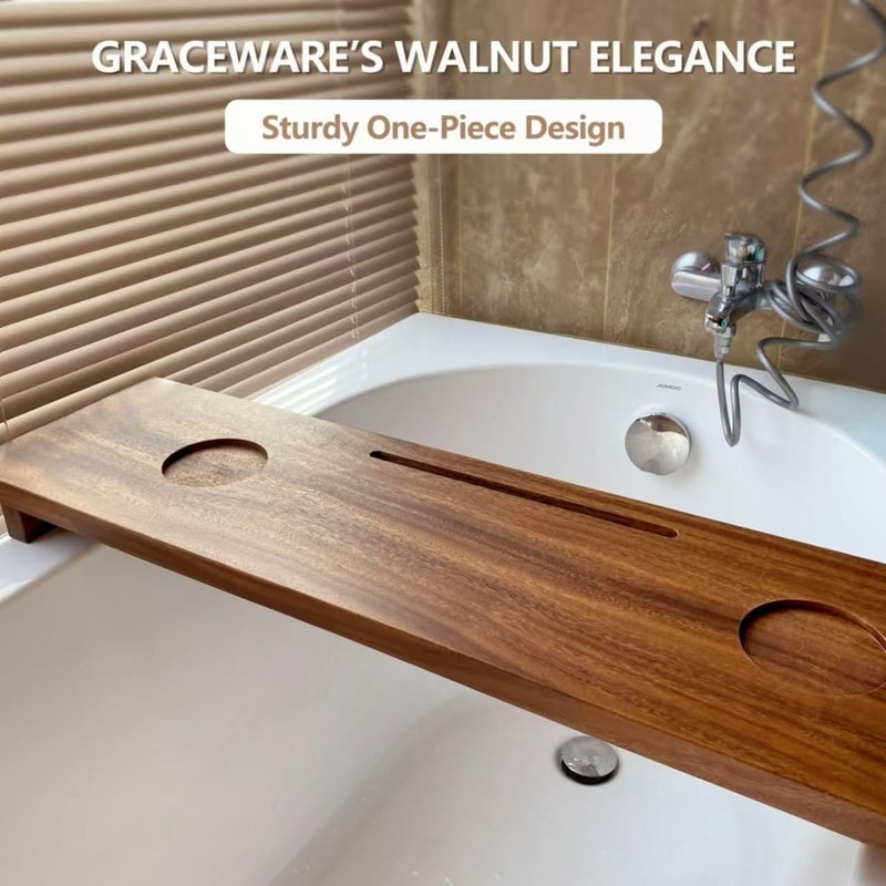 Graceware Walnut Bathtub Tray (35"x9"x2.5"), Luxury Bath Tray for Tub | Anti-Tip Adjustable Bathtub Trays for House Warming Gifts - Image 3