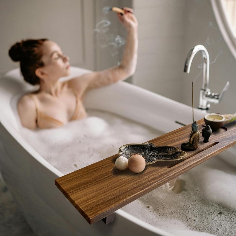 Graceware Walnut Bathtub Tray (35"x9"x2.5"), Luxury Bath Tray for Tub | Anti-Tip Adjustable Bathtub Trays for House Warming Gifts - Image 1