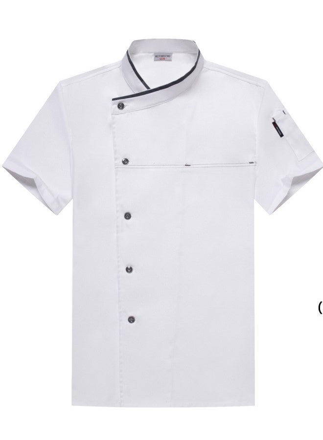 NIBEMINENT Men Chef Coat Short Sleeve Chef Jacket for Summer Head Chef Uniform Restaurant Hotel Kitchen Cooking Clothes Women  - Image 1