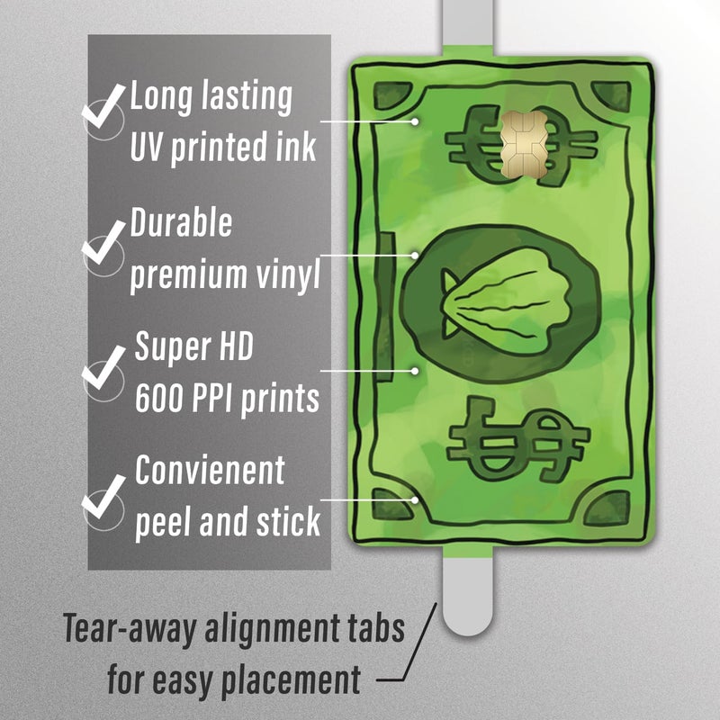 KCD Credit Card Skin Sticker Cover Decal Wrap 3-Pack â€“ Funny Sea Bucks Currency Design â€“ Durable Vinyl Stickers for Cards - CCS006 - Image 4