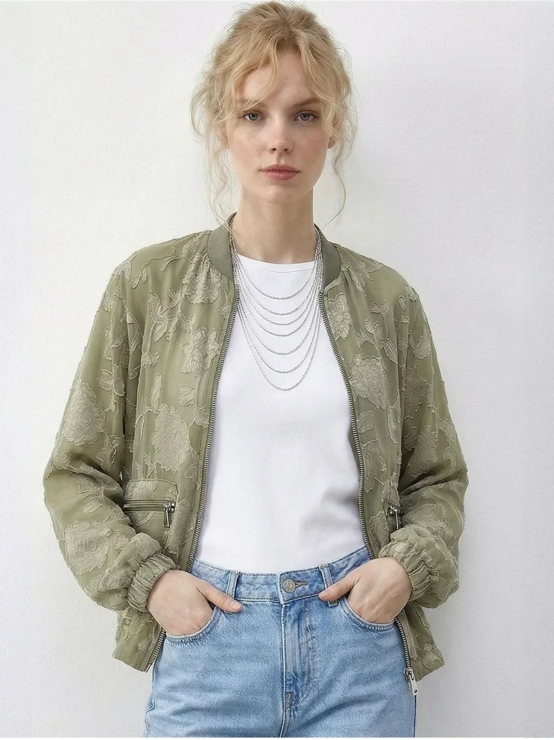 Bianco Lucci LUCCI Floral Oversized Bomber Jacket