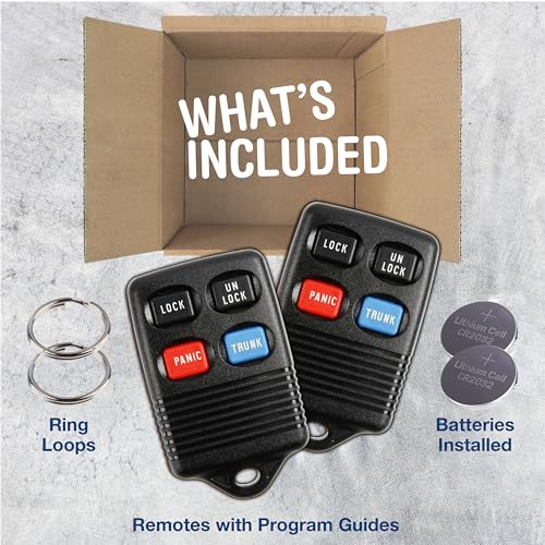 KeylessOption 2X KeylessOption Key Fob Replacement for 1992 1993 1994 1995 1996 1997 1998 Ford Bronco Explorer F-150 Mazda B2300 Mercury Sable Lincoln Town Car Remote, 4-Button GQ43VT4T, Programming Guide Included - Image 2