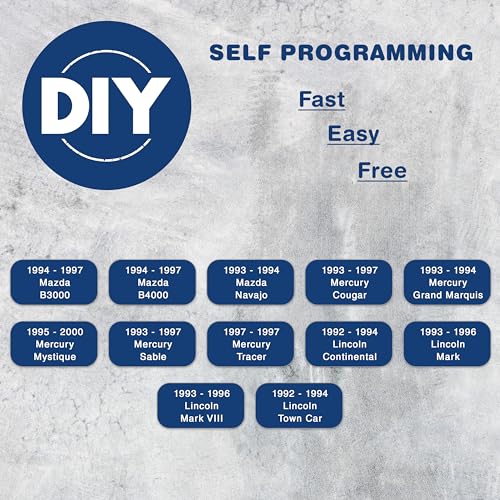 KeylessOption 2X KeylessOption Key Fob Replacement for 1992 1993 1994 1995 1996 1997 1998 Ford Bronco Explorer F-150 Mazda B2300 Mercury Sable Lincoln Town Car Remote, 4-Button GQ43VT4T, Programming Guide Included - Image 4