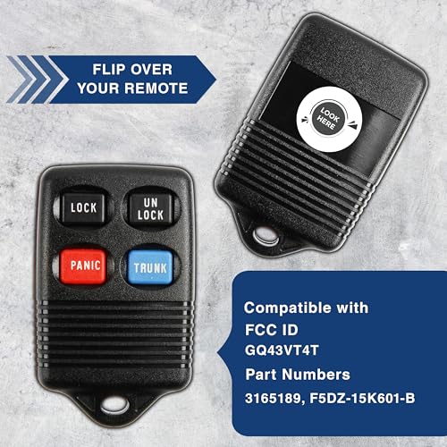 KeylessOption 2X KeylessOption Key Fob Replacement for 1992 1993 1994 1995 1996 1997 1998 Ford Bronco Explorer F-150 Mazda B2300 Mercury Sable Lincoln Town Car Remote, 4-Button GQ43VT4T, Programming Guide Included - Image 5