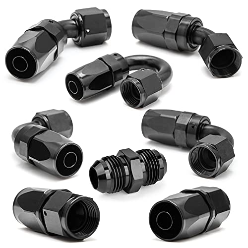Medoon 10ft 10AN Black Nylon And Stainless Steel Braided Fuel Oil Hose Fuel Line 10pcs 10AN Hose Fitting Kit 6pcs 10AN Hose Separator Clamp 2pcs 10AN to 10AN Male Coupler Adapter Straight Fitting - Image 2