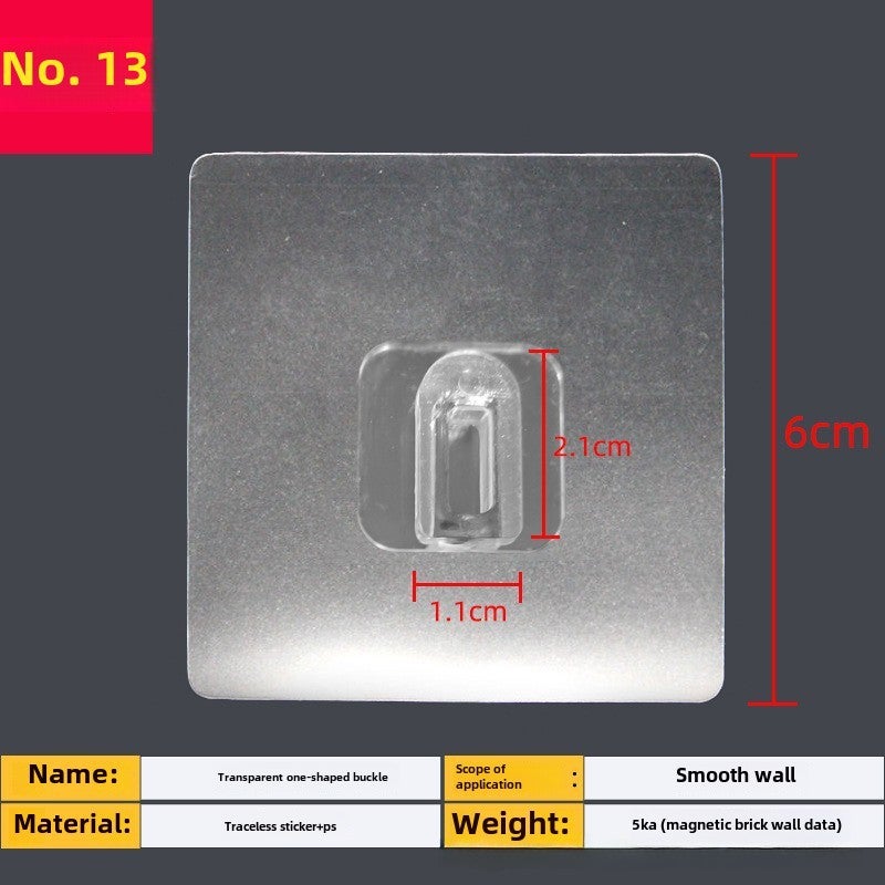 Clear Adhesive Wall Hooks for Kitchen Bath 6*6 in-line buckle