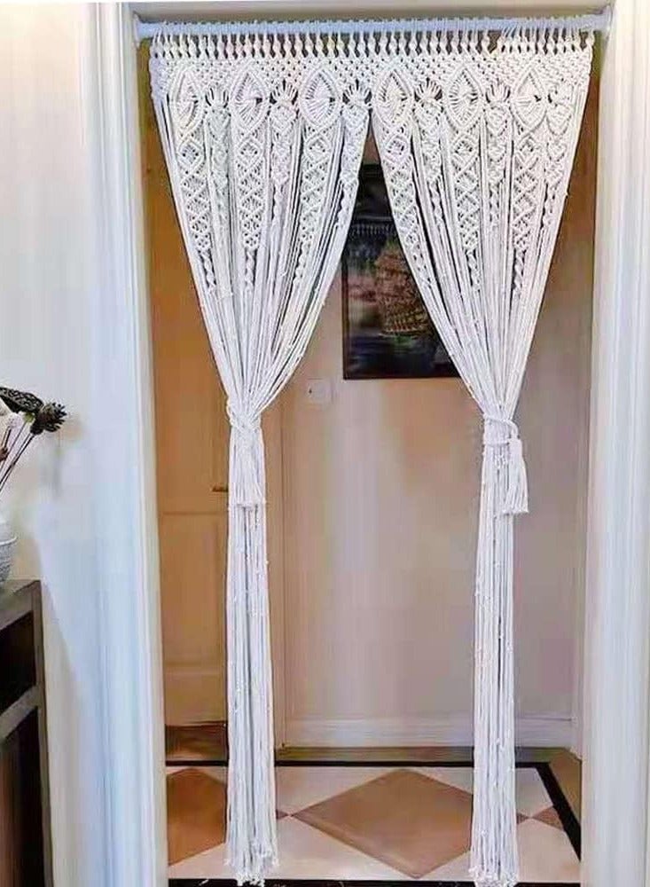 الشلالات مكرميه جدار معلق كبير يدويا نسيج بوهو 90W × 180L سم المنسوجة نسيج البوهيمي جدار الفن الستار للنافذة والباب خلفية الزفاف - Image 5