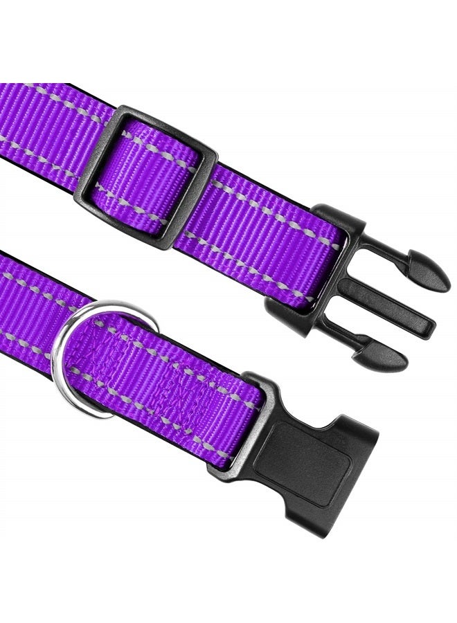 Joytale Reflective Dog Collar,Soft Neoprene Padded Breathable Nylon Pet Collar Adjustable for Medium Dogs,Purple,M