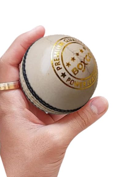 BOXCO Premium Hand Stiched Two Piece Cricket Leather Ball for T20, One Day and Practice Matches (Premium, Natural) - Image 2