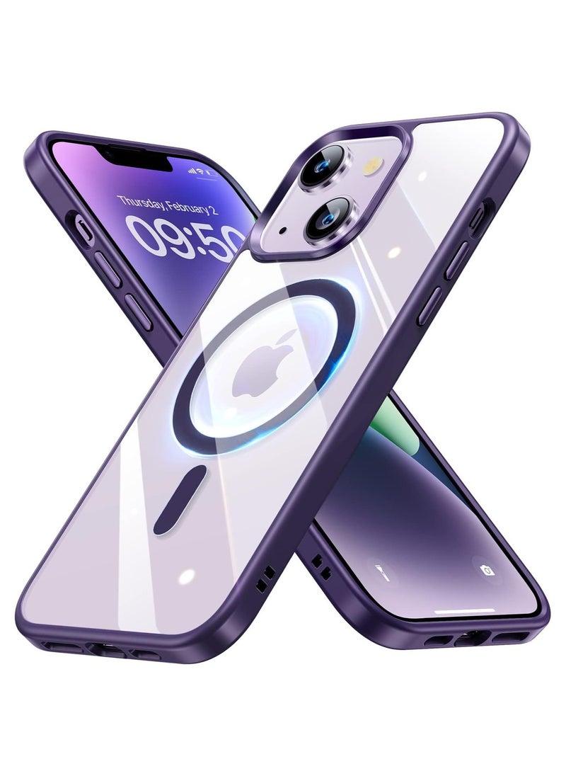 Denx - Magnetic Case for iPhone 13 And iPhone 14 Case, Compatible with MagSafe, Plating Luxury Cover, Clear Soft TPU Shockproof Protective Phone Case, (Deep Purple) - Image 1