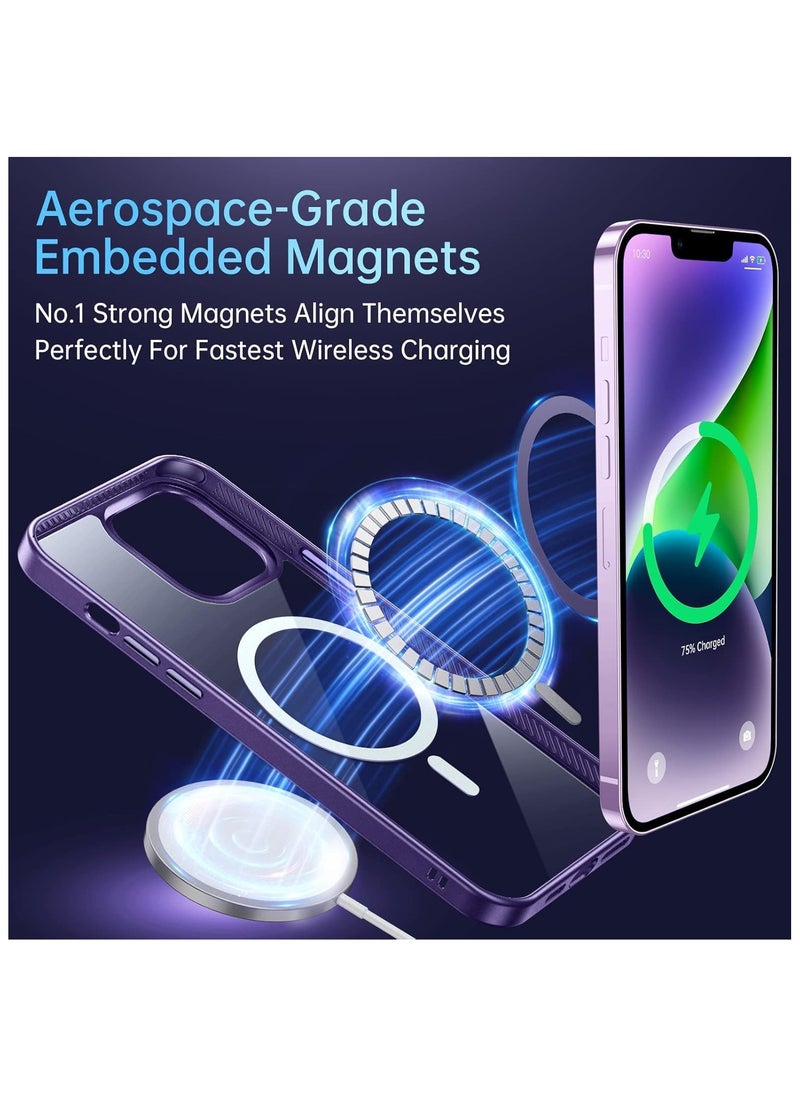 Denx - Magnetic Case for iPhone 13 And iPhone 14 Case, Compatible with MagSafe, Plating Luxury Cover, Clear Soft TPU Shockproof Protective Phone Case, (Deep Purple) - Image 1