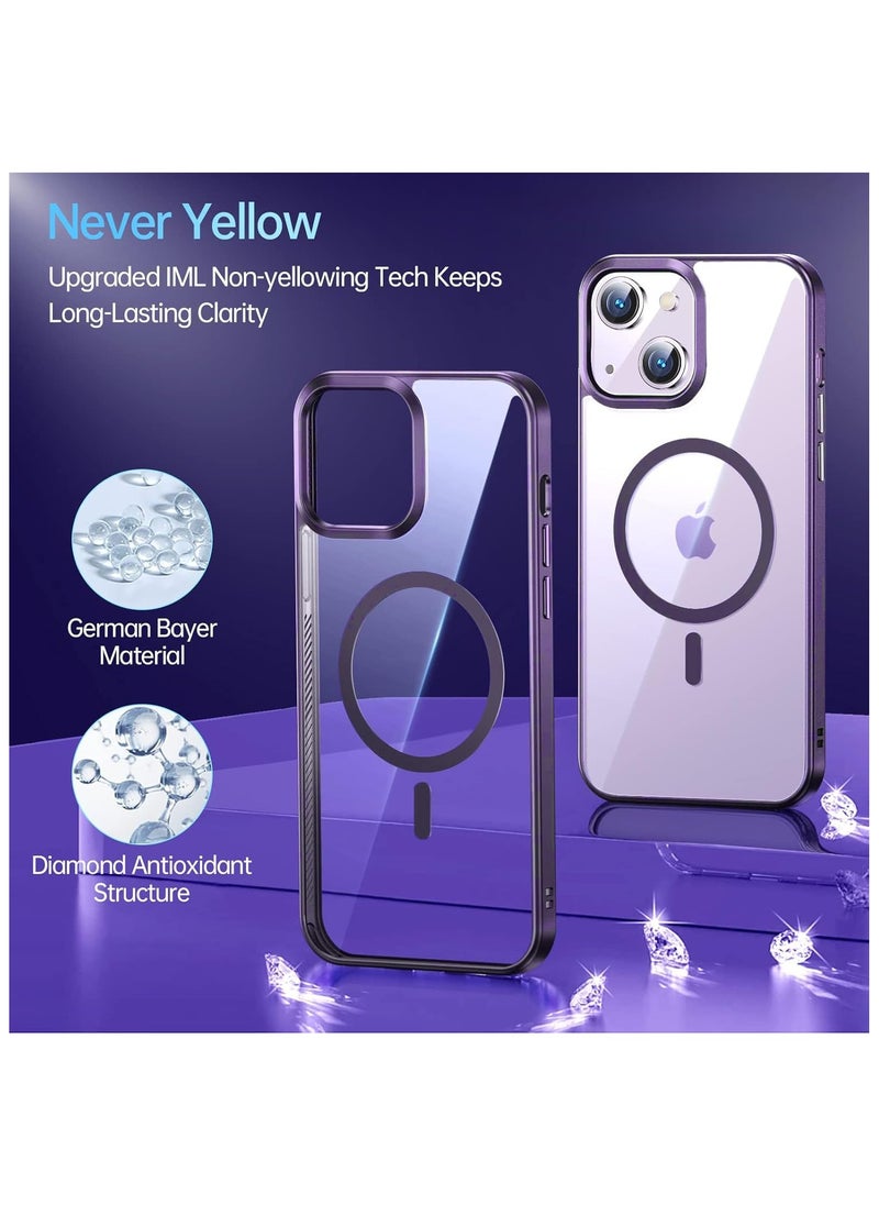 Denx - Magnetic Case for iPhone 13 And iPhone 14 Case, Compatible with MagSafe, Plating Luxury Cover, Clear Soft TPU Shockproof Protective Phone Case, (Deep Purple) - Image 1