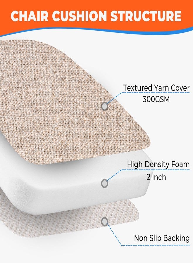 Sunsleek Chair Cushions for Dining Chairs, D-Shaped Seat Cushions with Removable Washable Cover and Ties, Chair Pads for Kitchen, Indoor Dining Room, Patio Chairs, 17'' x 16'', Set of 4, Khaki - Image 4