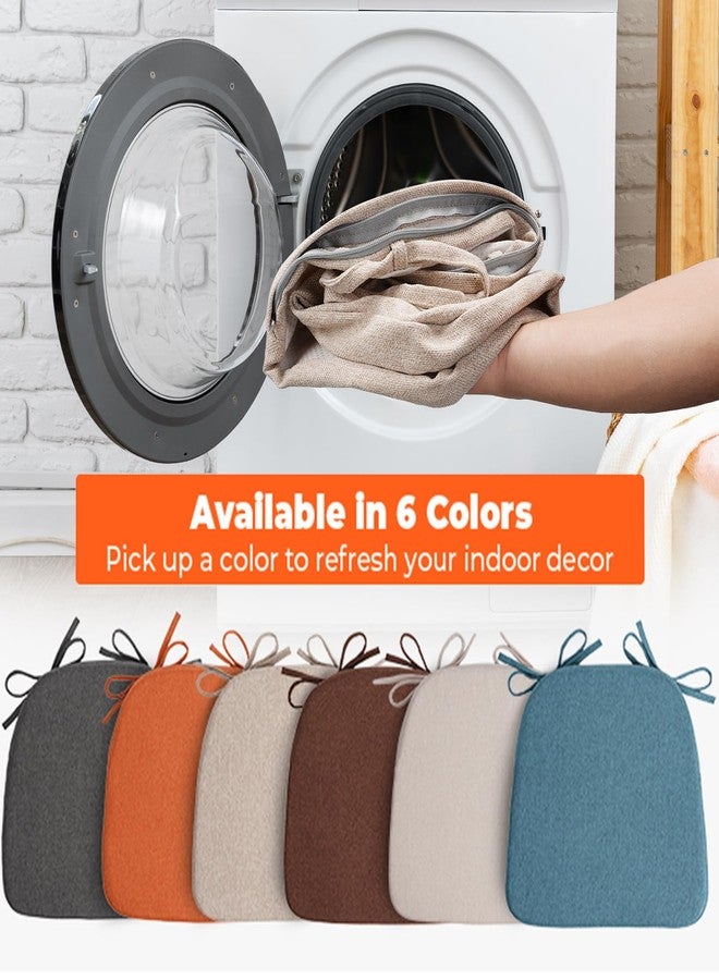 Sunsleek Chair Cushions for Dining Chairs, D-Shaped Seat Cushions with Removable Washable Cover and Ties, Chair Pads for Kitchen, Indoor Dining Room, Patio Chairs, 17'' x 16'', Set of 4, Khaki - Image 3