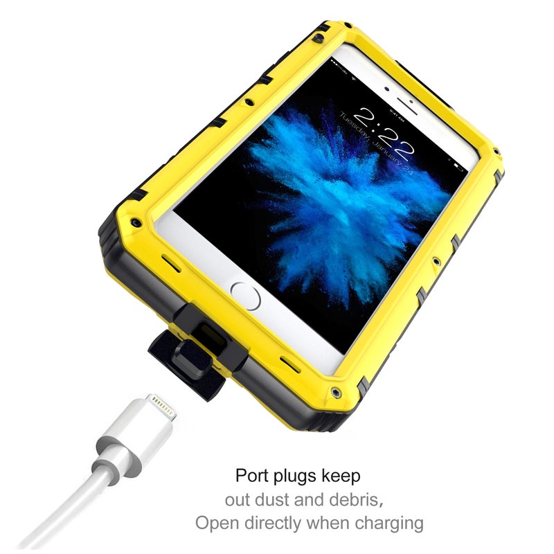 HuHa Case Cover For iPhone SE 2022 / SE 2020 / 8 / 7 Metal + Silicone Phone Case with Screen Protector(Yellow) - Image 4