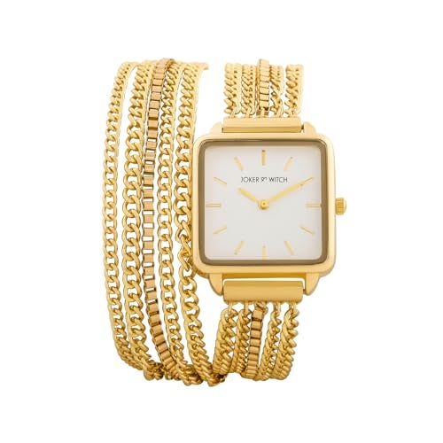 Joker & Witch Vine 28mm White Dial Gold Double Metallic Chain Wrap for Women - Image 1