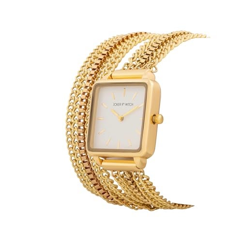 Joker & Witch Vine 28mm White Dial Gold Double Metallic Chain Wrap for Women - Image 4
