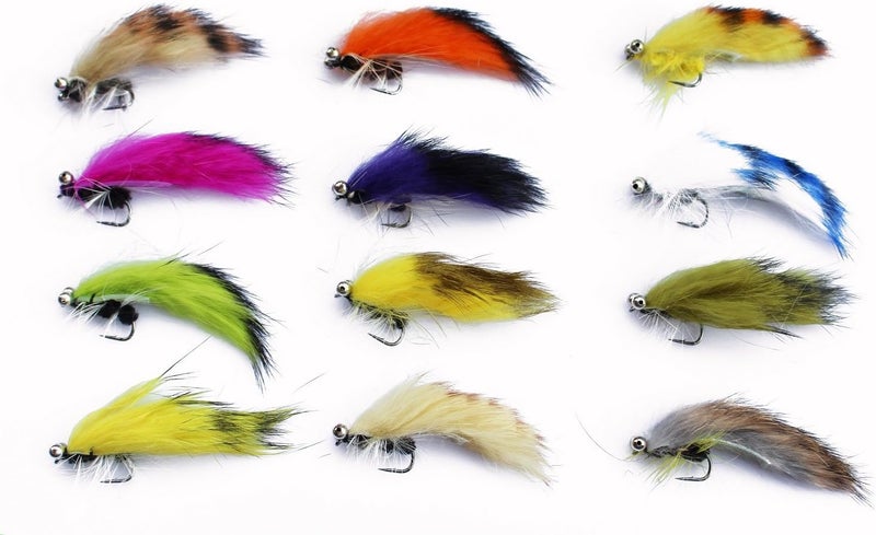 Tigofly 12 pcs Colors Weighted Head Zonker Streamers Salmon Trout Fly Fishing Flies Lures 2.5inch Fly Set-Size #6 - Image 2