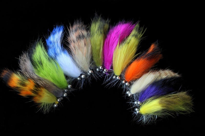 Tigofly 12 pcs Colors Weighted Head Zonker Streamers Salmon Trout Fly Fishing Flies Lures 2.5inch Fly Set-Size #6 - Image 1