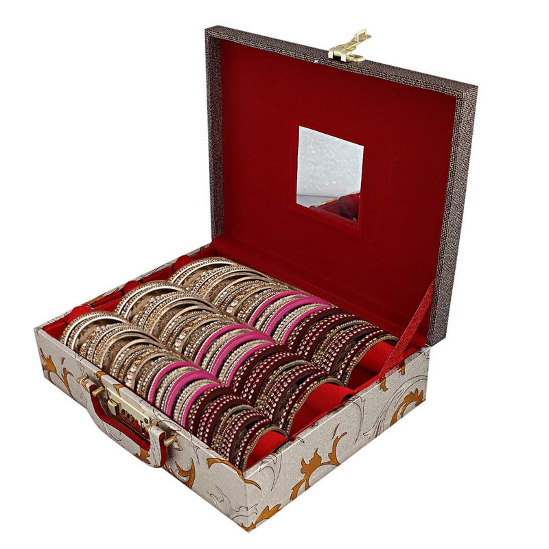 Kuber Industries Heart Home Wooden 2 Pieces Three Rod Bangle Storage Box (Gold) - CTHH10629  - Image 3
