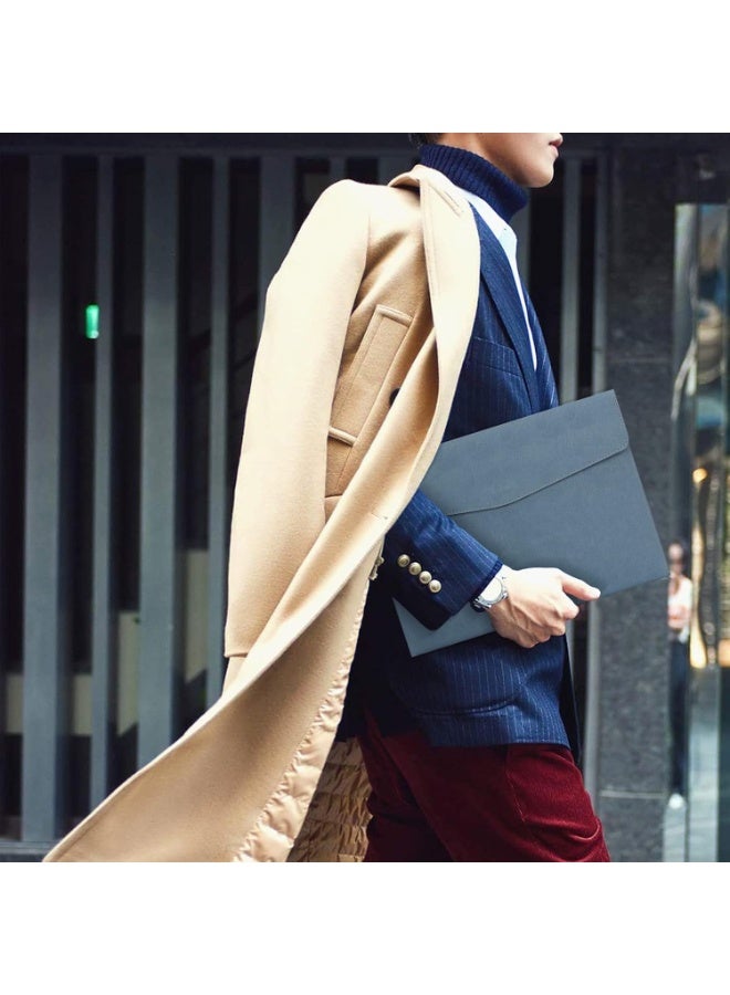 حافظة ملفات، حافظة مستندات A4 من الجلد الصناعي، منظم ملفات، ظرف حفظ، حافظة للأجهزة اللوحية، مزودة بإغلاق مغناطيسي، مناسبة للمنزل والمدرسة والمكتب، لون أزرق - Image 2