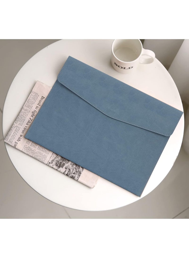 حافظة ملفات، حافظة مستندات A4 من الجلد الصناعي، منظم ملفات، ظرف حفظ، حافظة للأجهزة اللوحية، مزودة بإغلاق مغناطيسي، مناسبة للمنزل والمدرسة والمكتب، لون أزرق - Image 3