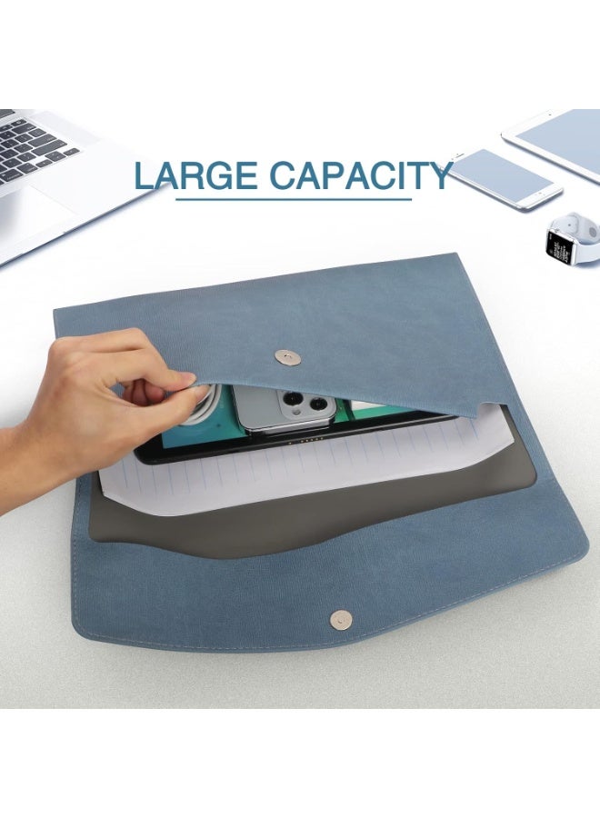 حافظة ملفات، حافظة مستندات A4 من الجلد الصناعي، منظم ملفات، ظرف حفظ، حافظة للأجهزة اللوحية، مزودة بإغلاق مغناطيسي، مناسبة للمنزل والمدرسة والمكتب، لون أزرق - Image 4