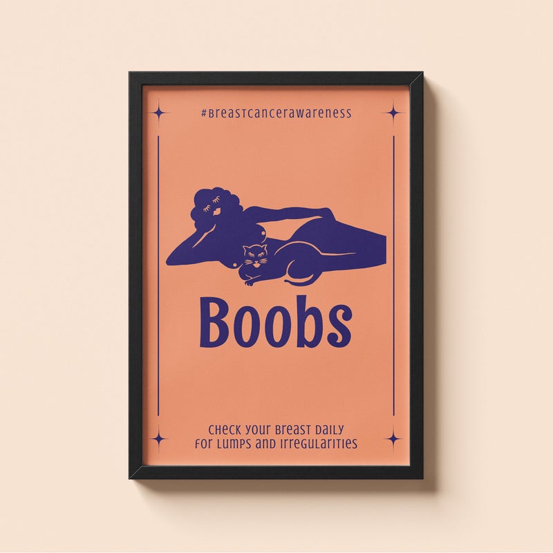 TNESSENTIAL Breast Cancer Awareness Print | Funny Feminist Wall Art | Check Your Boobs Retro Poster - Image 1