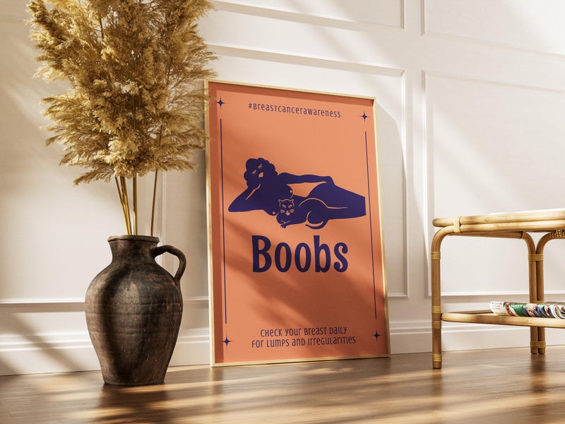 TNESSENTIAL Breast Cancer Awareness Print | Funny Feminist Wall Art | Check Your Boobs Retro Poster - Image 5