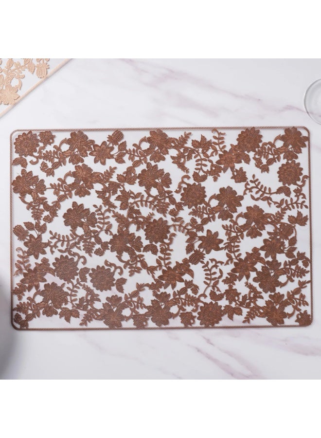 مفرش مائدة بلاستيك مرن باللون البني – تصميم منقوش أنيق – مقاوم للحرارة وسهل التنظيف