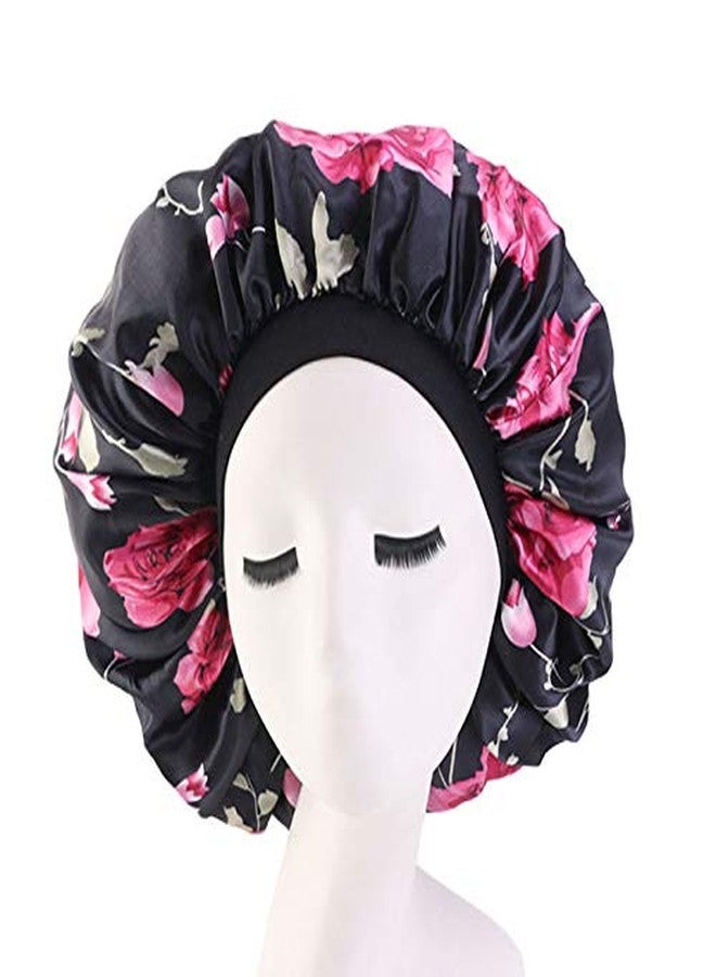 ubrand Deepth 3 Pieces Extra Large Printed Sleep Cap Jumbo Cap Large Satin Bonnet with Comfort Elastic Band - Image 5